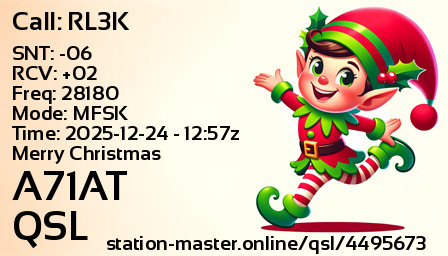 QSL Card for A71AT QSO with RL3K