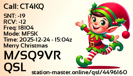 QSL Card for M/SQ9VR QSO with CT4KQ