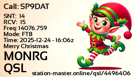 QSL Card for M0NRG QSO with SP9DAT