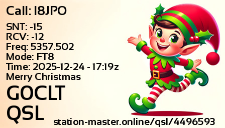 QSL Card for G0CLT QSO with I8JPO
