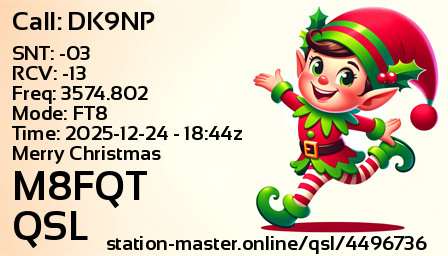QSL Card for M8FQT QSO with DK9NP