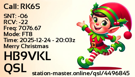 QSL Card for HB9VKL QSO with RK6S