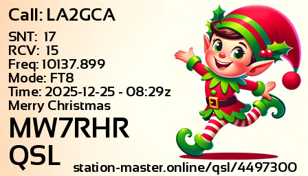 QSL Card for MW7RHR QSO with LA2GCA