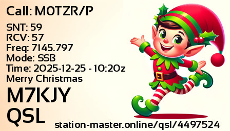 QSL Card for M7KJY QSO with M0TZR/P