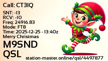 QSL Card for M9SND QSO with CT3IQ