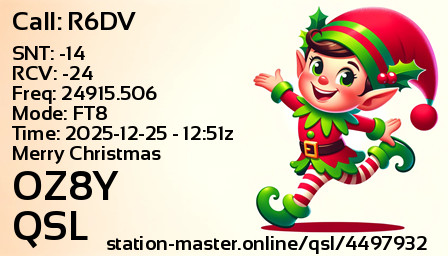 QSL Card for OZ8Y QSO with R6DV