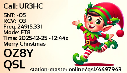 QSL Card for OZ8Y QSO with UR3HC