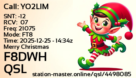 QSL Card for F8DWH QSO with YO2LIM