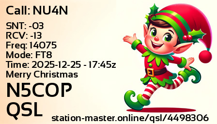 QSL Card for N5COP QSO with NU4N