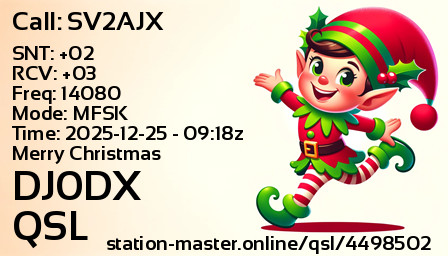 QSL Card for DJ0DX QSO with SV2AJX