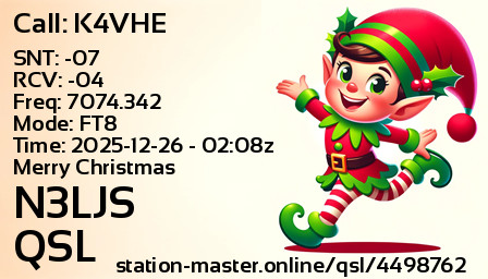 QSL Card for N3LJS QSO with K4VHE