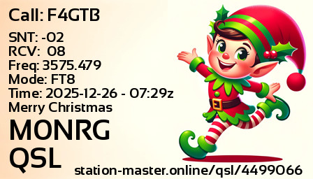 QSL Card for M0NRG QSO with F4GTB