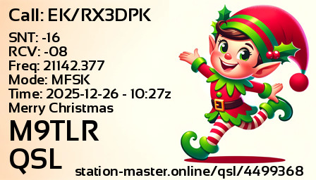 QSL Card for M9TLR QSO with EK/RX3DPK