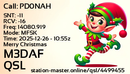 QSL Card for M3DAF QSO with PD0NAH