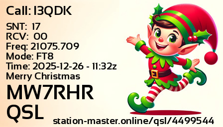 QSL Card for MW7RHR QSO with I3QDK