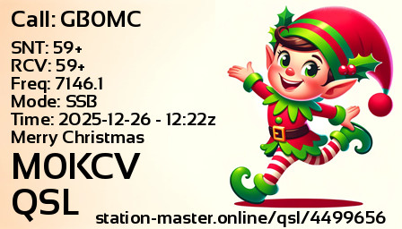 QSL Card for M0KCV QSO with GB0MC