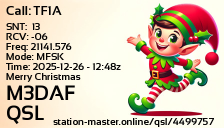 QSL Card for M3DAF QSO with TF1A