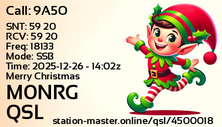 QSL Card for M0NRG QSO with 9A5O