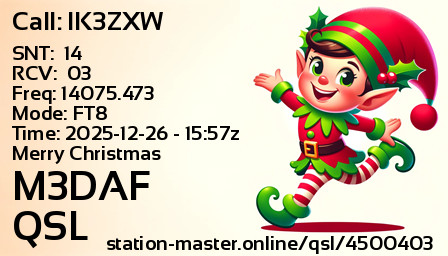 QSL Card for M3DAF QSO with IK3ZXW