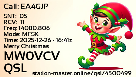 QSL Card for MW0VCV QSO with EA4GJP