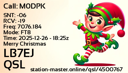 QSL Card for LB7EJ QSO with M0DPK