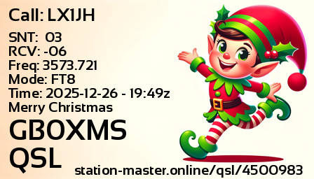 QSL Card for GB0XMS QSO with LX1JH