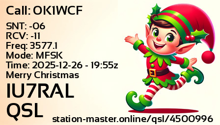 QSL Card for IU7RAL QSO with OK1WCF