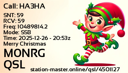 QSL Card for M0NRG QSO with HA3HA