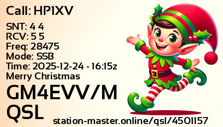 QSL Card for GM4EVV/M QSO with HP1XV