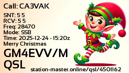 QSL Card for GM4EVV/M QSO with CA3VAK