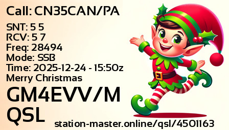 QSL Card for GM4EVV/M QSO with CN35CAN/PA