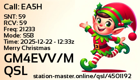 QSL Card for GM4EVV/M QSO with EA5H