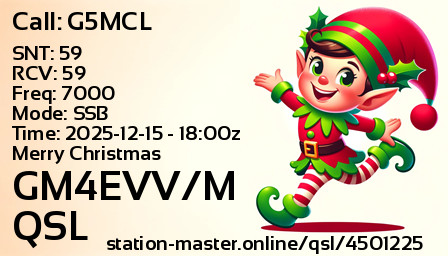 QSL Card for GM4EVV/M QSO with G5MCL