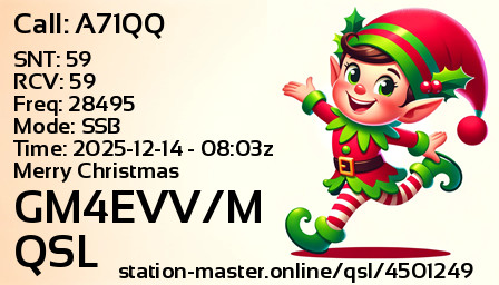 QSL Card for GM4EVV/M QSO with A71QQ