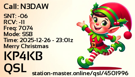 QSL Card for KP4KB QSO with N3DAW