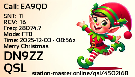 QSL Card for DN9ZZ QSO with EA9QD