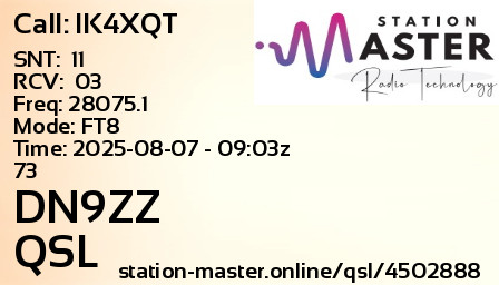QSL Card for DN9ZZ QSO with IK4XQT