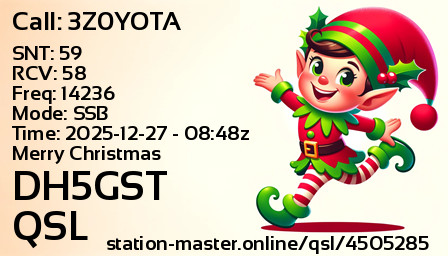 QSL Card for DH5GST QSO with 3Z0YOTA