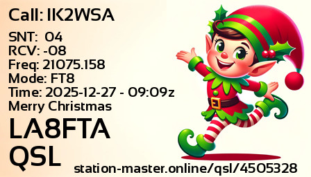 QSL Card for LA8FTA QSO with IK2WSA