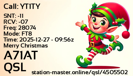 QSL Card for A71AT QSO with YT1TY