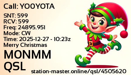 QSL Card for M0NMM QSO with YO0YOTA