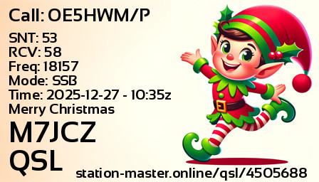 QSL Card for M7JCZ QSO with OE5HWM/P