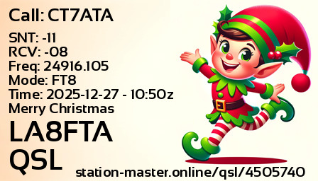 QSL Card for LA8FTA QSO with CT7ATA