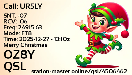 QSL Card for OZ8Y QSO with UR5LY