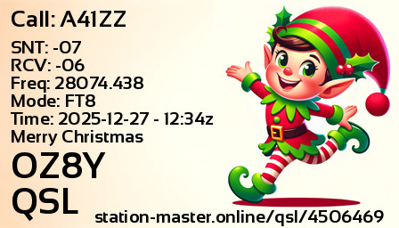 QSL Card for OZ8Y QSO with A41ZZ