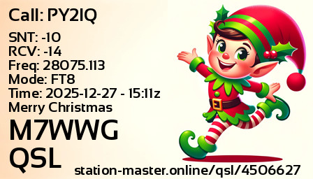 QSL Card for M7WWG QSO with PY2IQ