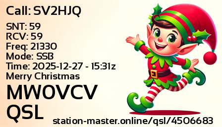 QSL Card for MW0VCV QSO with SV2HJQ