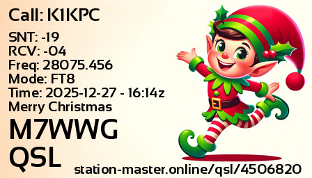 QSL Card for M7WWG QSO with K1KPC