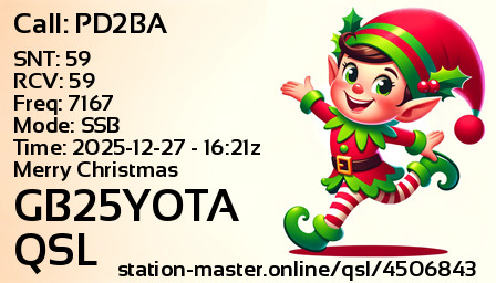 QSL Card for GB25YOTA QSO with PD2BA