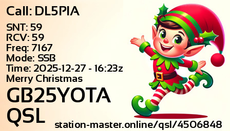 QSL Card for GB25YOTA QSO with DL5PIA